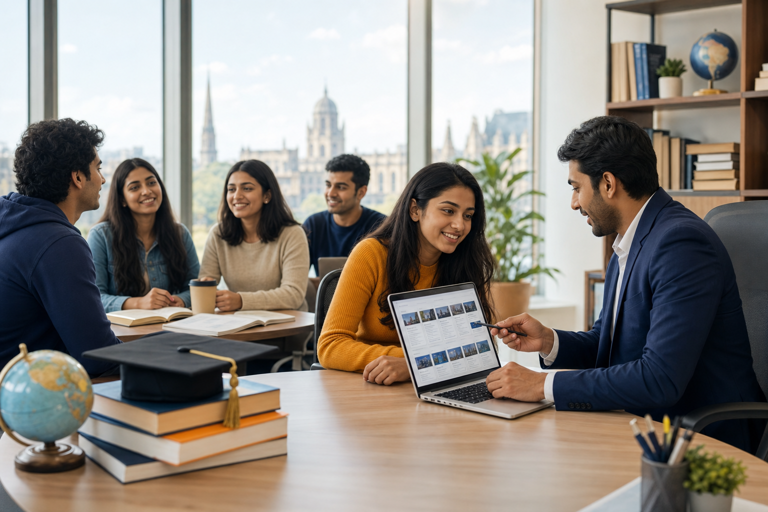 International students on a global university campus