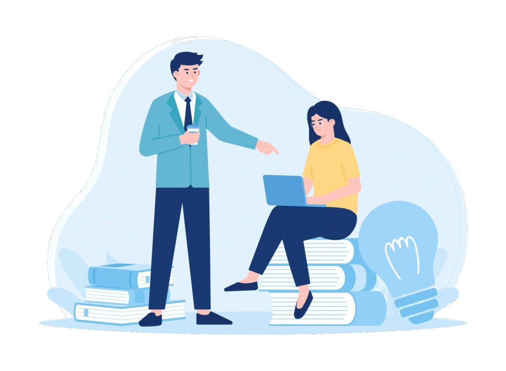 people are studying together with books lamps concept flat illustration